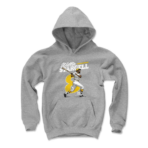 Pittsburgh Pirates Willie Stargell Kids Youth Hoodie Kids Youth Hoodie 500 LEVEL Gray S Kids Youth Hoodie