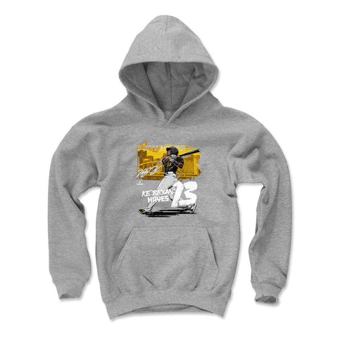 Pittsburgh Pirates Ke'Bryan Hayes Kids Youth Hoodie Kids Youth Hoodie 500 LEVEL Gray S Kids Youth Hoodie