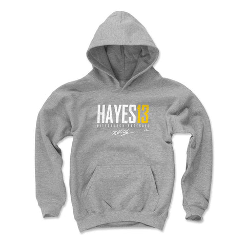 Pittsburgh Pirates Ke'Bryan Hayes Kids Youth Hoodie Kids Youth Hoodie 500 LEVEL Gray S Kids Youth Hoodie