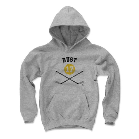 Pittsburgh Penguins Bryan Rust Kids Youth Hoodie Kids Youth Hoodie 500 LEVEL Gray S Kids Youth Hoodie