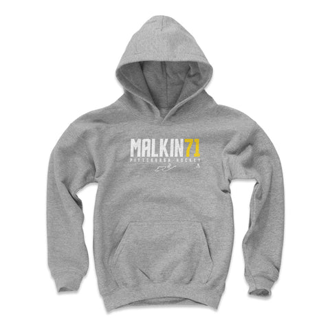 Pittsburgh Penguins Evgeni Malkin Kids Youth Hoodie Kids Youth Hoodie 500 LEVEL Gray S Kids Youth Hoodie