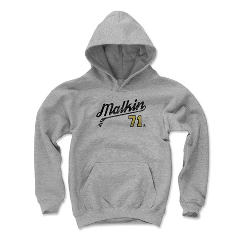 Pittsburgh Penguins Evgeni Malkin Kids Youth Hoodie Kids Youth Hoodie 500 LEVEL Gray S Kids Youth Hoodie