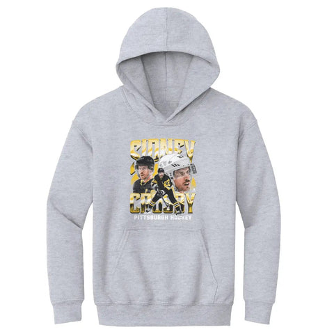 Pittsburgh Penguins Sidney Crosby Kids Youth Hoodie Kids Youth Hoodie 500 LEVEL Gray S Kids Youth Hoodie