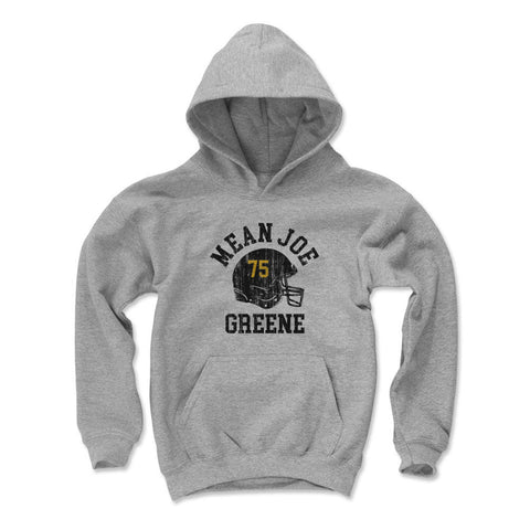 Joe Greene Pittsburgh Helmet Font Kids Youth Hoodie Kids Youth Hoodie 500 LEVEL Gray S Kids Youth Hoodie