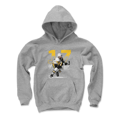 Pittsburgh Penguins Bryan Rust Kids Youth Hoodie Kids Youth Hoodie 500 LEVEL Gray S Kids Youth Hoodie