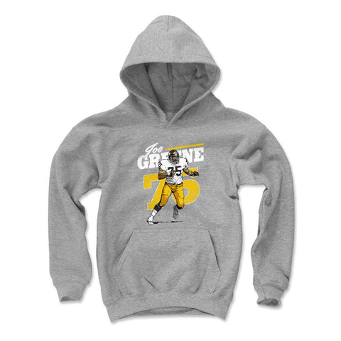 Joe Greene Retro  Kids Youth Hoodie Kids Youth Hoodie 500 LEVEL Gray S Kids Youth Hoodie