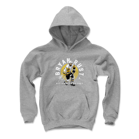 Pittsburgh Penguins Bryan Rust Kids Youth Hoodie Kids Youth Hoodie 500 LEVEL Gray S Kids Youth Hoodie