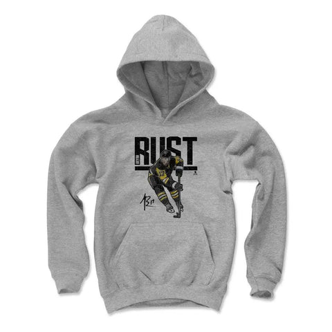 Pittsburgh Penguins Bryan Rust Kids Youth Hoodie Kids Youth Hoodie 500 LEVEL Gray S Kids Youth Hoodie