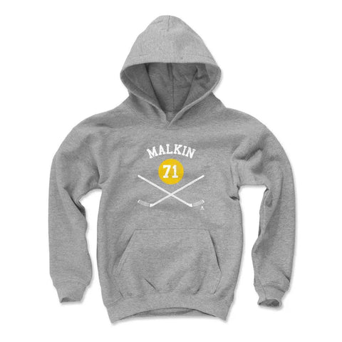 Pittsburgh Penguins Evgeni Malkin Kids Youth Hoodie Kids Youth Hoodie 500 LEVEL Gray S Kids Youth Hoodie