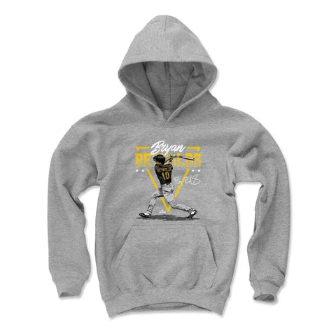 Pittsburgh Pirates Bryan Reynolds Kids Youth Hoodie Kids Youth Hoodie 500 LEVEL Gray S Kids Youth Hoodie