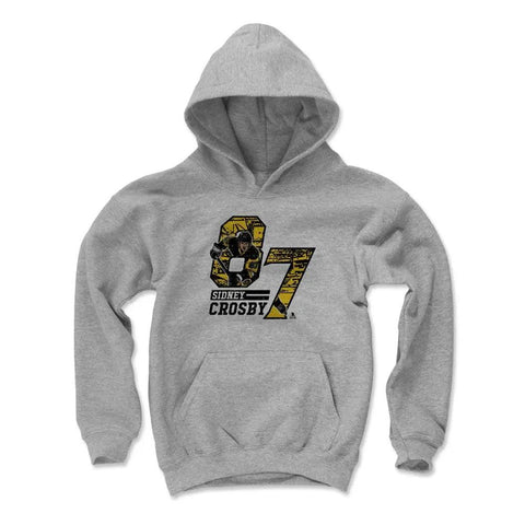 Pittsburgh Penguins Sidney Crosby Kids Youth Hoodie Kids Youth Hoodie 500 LEVEL Gray S Kids Youth Hoodie