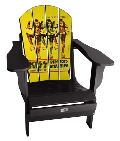 KISS Destroys Anaheim Adirondack Chair - Officially Licensed Entertainment Series Chair mycustomsportschair Black  