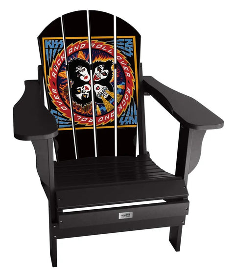 KISS Rock and Roll Over Adirondack Chair - Officially Licensed Entertainment Series Chair mycustomsportschair Black  