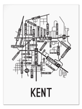 Kent, Ohio Street Map College Map Prints School Street Posters White Background / Black Map 11" x 14" Poster