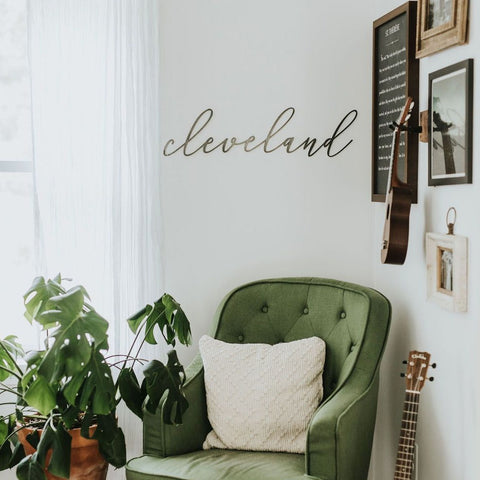 Cleveland Ohio Script Sign - Rust Resistant Steel Wall Decor | Indoor Metal Art