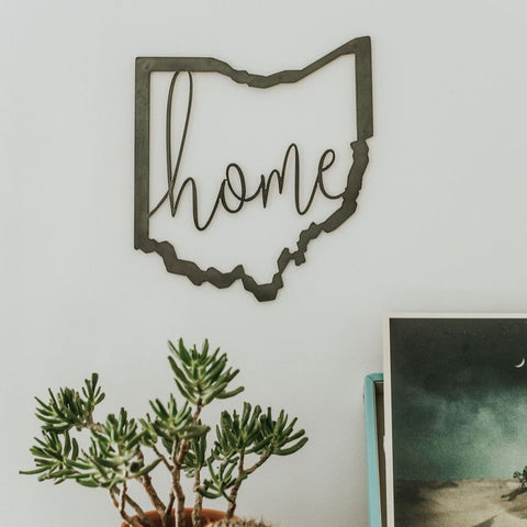 Ohio Home Wall Decor - Rustic Metal Wall Art | Steel Home Sign | Indoor Metal Sign
