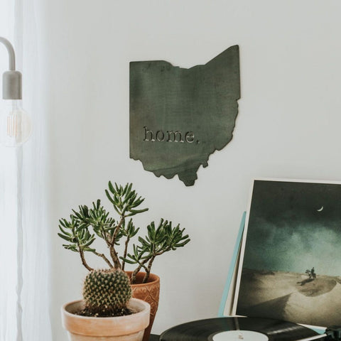 Ohio Home Sign - Recycled Steel Wall Decor | Rustic Indoor Metal Art