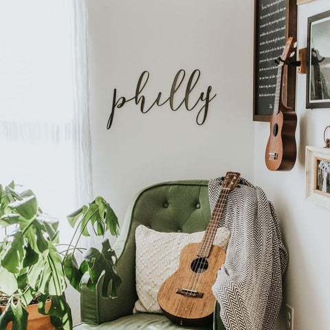 "Philly" - Philadelphia, Pennsylvania Script Wall Decor