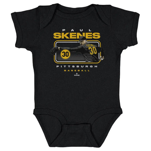 Pittsburgh Pirates Paul Skenes Pittsburgh Headline Kids Baby Onesie Kids Baby Onesie 500 LEVEL Black 6M Kids Baby Onesie