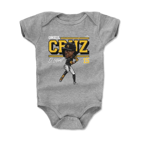 Pittsburgh Pirates Oneil Cruz Kids Baby Onesie Kids Baby Onesie 500 LEVEL Heather Gray 3-6 Months Kids Baby Onesie