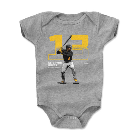 Pittsburgh Pirates Ke'Bryan Hayes Kids Baby Onesie Kids Baby Onesie 500 LEVEL Heather Gray 3-6 Months Kids Baby Onesie