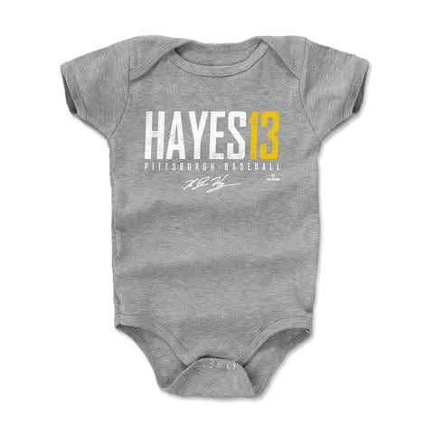 Pittsburgh Pirates Ke'Bryan Hayes Kids Baby Onesie Kids Baby Onesie 500 LEVEL Heather Gray 3-6 Months Kids Baby Onesie