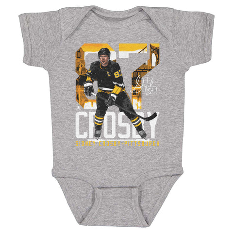 Pittsburgh Penguins Sidney Crosby Kids Baby Onesie Kids Baby Onesie 500 LEVEL Heather Gray 6M Kids Baby Onesie