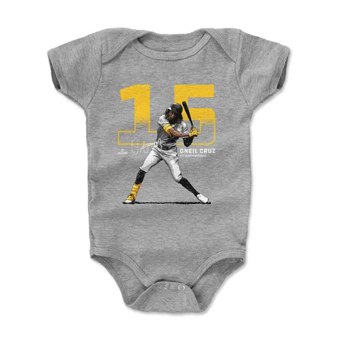 Pittsburgh Pirates Oneil Cruz Kids Baby Onesie Kids Baby Onesie 500 LEVEL Heather Gray 3-6 Months Kids Baby Onesie