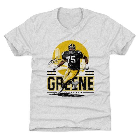 Joe Greene Pittsburgh Skyline Kids T-Shirt Kids T-Shirt 500 LEVEL Tri Ash XS (4-5) Kids T-Shirt