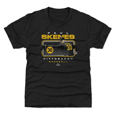 Pittsburgh Pirates Paul Skenes Pittsburgh Headline Kids T-Shirt Kids T-Shirt 500 LEVEL Tri Black YXS Kids T-Shirt