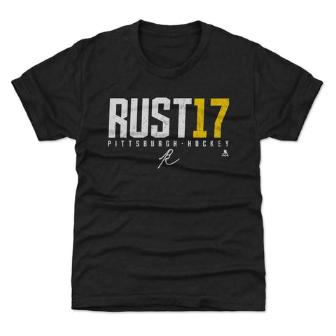 Pittsburgh Penguins Bryan Rust Kids T-Shirt Kids T-Shirt 500 LEVEL Tri Black XS (4-5) Kids T-Shirt