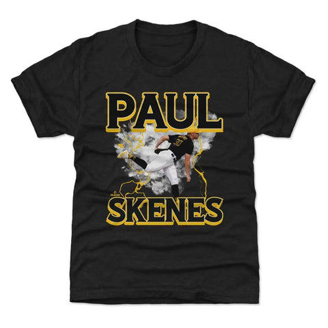 Paul Skenes Pittsburgh Pirates Lightning  | Kids T-Shirt Kids T-Shirt 500 LEVEL Tri Black YXS Kids T-Shirt