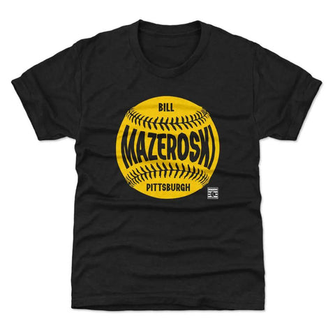 Pittsburgh Pirates Bill Mazeroski Kids T-Shirt Kids T-Shirt 500 LEVEL Tri Black YXS (4-5) Kids T-Shirt