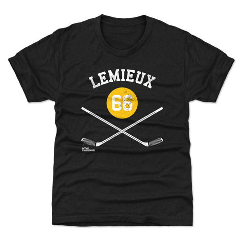 Mario Lemieux Pittsburgh 66 Sticks  Kids T-Shirt Kids T-Shirt 500 LEVEL Tri Black YXS (4-5) Kids T-Shirt