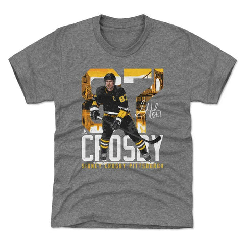 Pittsburgh Penguins Sidney Crosby Kids T-Shirt Kids T-Shirt 500 LEVEL Tri Gray YXS Kids T-Shirt