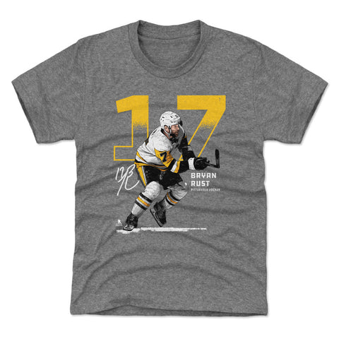 Pittsburgh Penguins Bryan Rust Kids T-Shirt Kids T-Shirt 500 LEVEL Tri Gray YXS (4-5) Kids T-Shirt