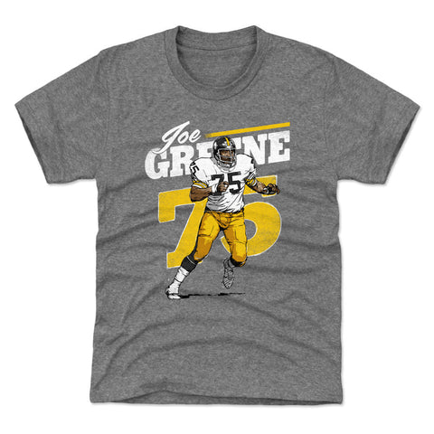 Joe Greene Retro  Kids T-Shirt Kids T-Shirt 500 LEVEL Tri Gray YXS (4-5) Kids T-Shirt