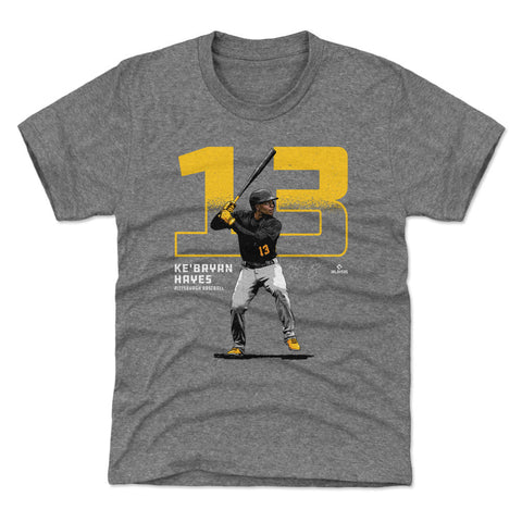Pittsburgh Pirates Ke'Bryan Hayes Kids T-Shirt Kids T-Shirt 500 LEVEL Tri Gray YXS (4-5) Kids T-Shirt