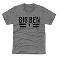 Ben Roethlisberger Big Ben Font K Kids T-Shirt Kids T-Shirt 500 LEVEL Tri Gray XS (4-5) Kids T-Shirt