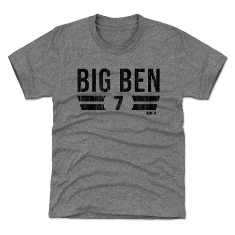 Ben Roethlisberger Big Ben Font K Kids T-Shirt Kids T-Shirt 500 LEVEL Tri Gray XS (4-5) Kids T-Shirt