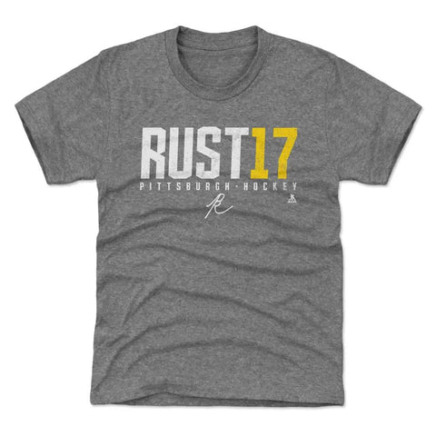 Pittsburgh Penguins Bryan Rust Kids T-Shirt Kids T-Shirt 500 LEVEL Tri Gray XS (4-5) Kids T-Shirt