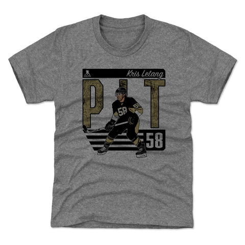 Pittsburgh Penguins Kris Letang Kids T-Shirt Kids T-Shirt 500 LEVEL Tri Gray XS (4-5) Kids T-Shirt