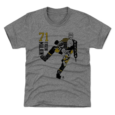 Pittsburgh Penguins Evgeni Malkin Kids T-Shirt Kids T-Shirt 500 LEVEL Tri Gray XS (4-5) Kids T-Shirt