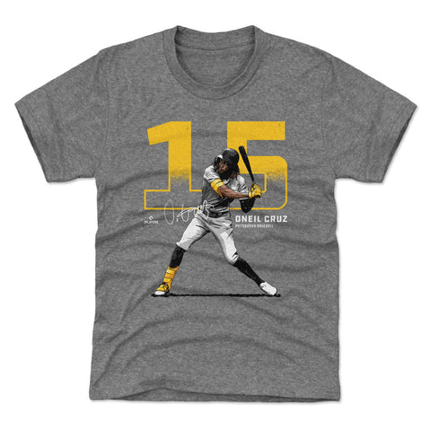 Pittsburgh Pirates Oneil Cruz Kids T-Shirt Kids T-Shirt 500 LEVEL Tri Gray YXS (4-5) Kids T-Shirt