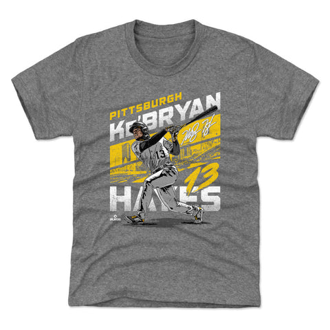 Pittsburgh Pirates Ke'Bryan Hayes Kids T-Shirt Kids T-Shirt 500 LEVEL Tri Gray YXS (4-5) Kids T-Shirt