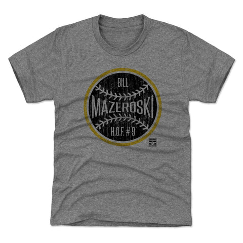 Pittsburgh Pirates Bill Mazeroski Kids T-Shirt Kids T-Shirt 500 LEVEL Tri Gray XS (4-5) Kids T-Shirt