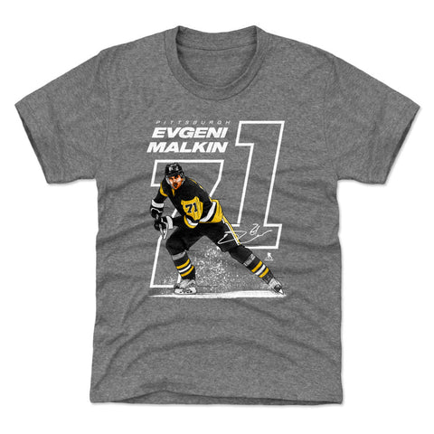 Pittsburgh Penguins Evgeni Malkin Kids T-Shirt Kids T-Shirt 500 LEVEL Tri Gray XS (4-5) Kids T-Shirt