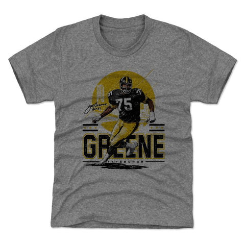 Joe Greene Pittsburgh Skyline Kids T-Shirt Kids T-Shirt 500 LEVEL Tri Gray XS (4-5) Kids T-Shirt