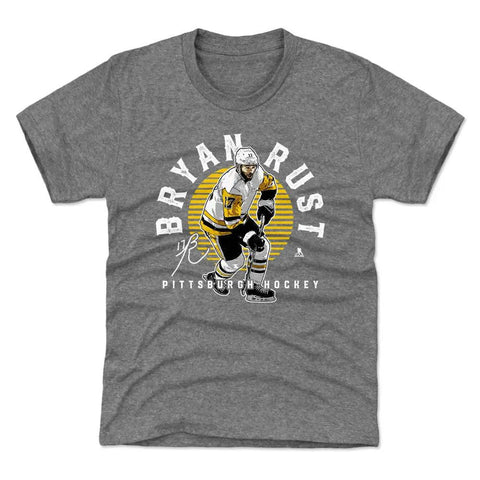 Pittsburgh Penguins Bryan Rust Kids T-Shirt Kids T-Shirt 500 LEVEL Tri Gray XS (4-5) Kids T-Shirt