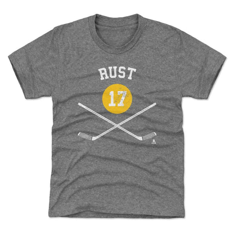 Pittsburgh Penguins Bryan Rust Kids T-Shirt Kids T-Shirt 500 LEVEL Tri Gray YXS Kids T-Shirt